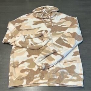 Derek Heart Women's Camo‎ Pullover Hoodie Beige Brown - Size Small